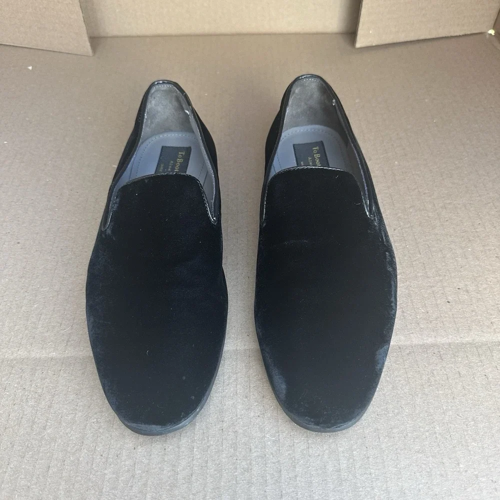 To Boot New York Lucca Velvet Loafer Leather Trim Black Men's Size 7.5 Italian